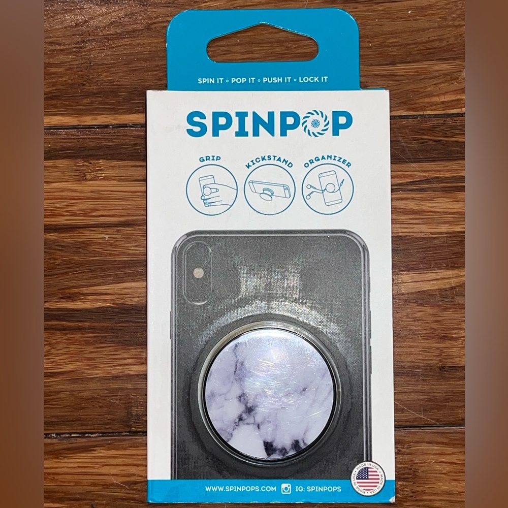 SpinPop Gray Marble Phone Holder NWT